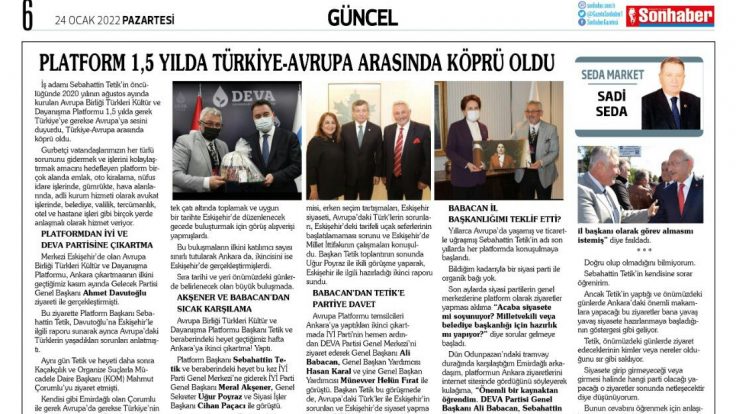 Avrupa Platformu her parti liderleri ile eşit şekilde görüşmelere devam ediyor..