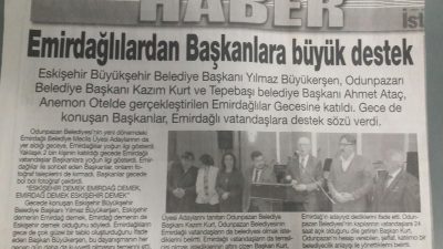 Platform Başkanımız ANEMON Otelde vermiş olduğu Emirdağ’lılar Birlik Beraberlik yemeği Eskişehir’de çok büyük ses getirdi. Ekip olarak Eskişehir belediyelerine tam destek vermiştir.